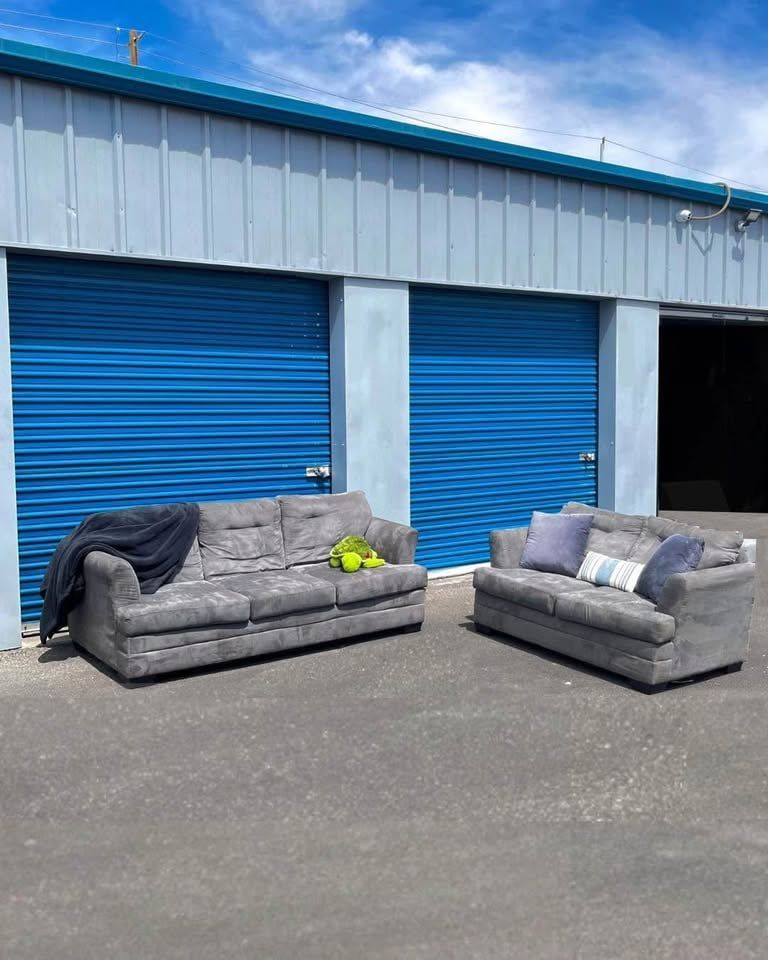 Free Installation - Tufted Silver/Gray Sofa + Loveseat Set