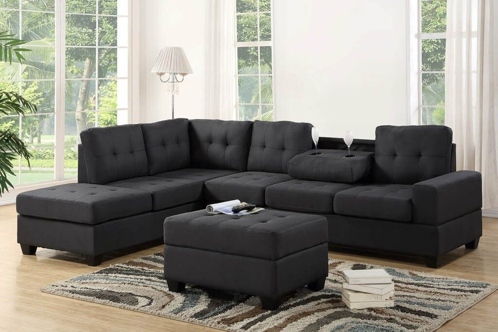 💕💕 SAME DAY and FAST DELIVERY 🚚🚚 BRAND NEW and IN BOX😍 Heights Gray Fabric Reversible Sectional With Storage Ottoman
