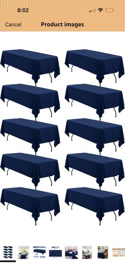 fani 10 Pack 60 x 126 Inch Tablecloth, Navy Blue Tablecloth for 8 Feet Rectangle Tables, Stain and Wrinkle Resistant Washable Fabric Table Cloth for W