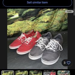 Red Grey Vans M 7.5 W 9