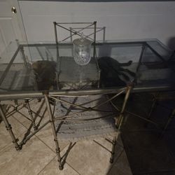 Iron Rod Glass Table An All Chairs 