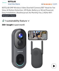 BOTSLAB 5MP Wireless Video Doorbell Camera,180° Head-to-Toe View, Al Motion Detection, VR Mode, Battery or Wired Powered