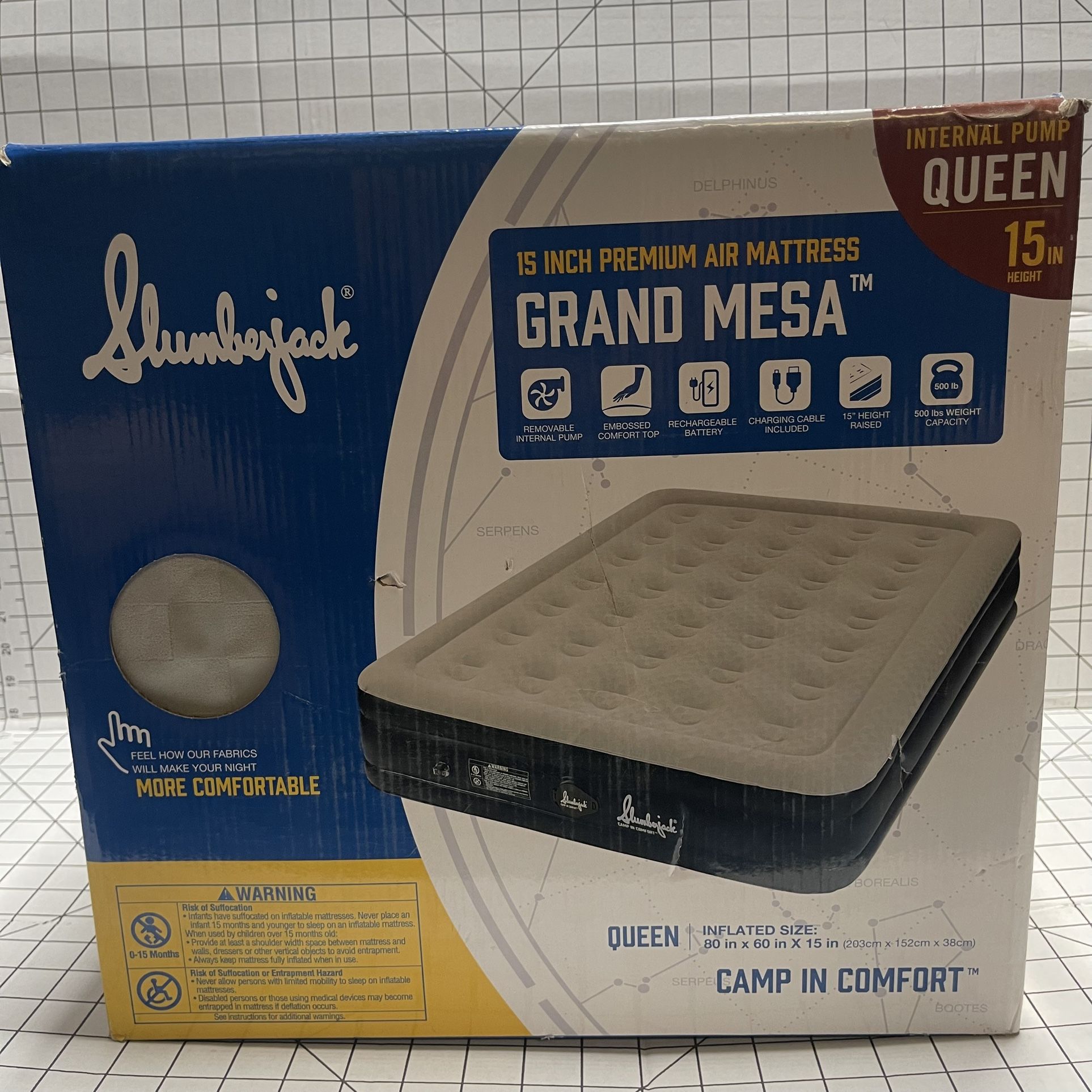 Slumberjack Grand Mesa 15 Inch Air Mattress with Internal Pump New In Box Sealed