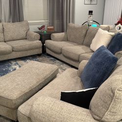 Three-Piece Sofa Set With Ottoman