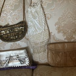  4 Leather/ Beaded Small Bags