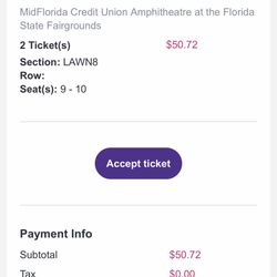 Sammy Hagar Ticket For Sunday 