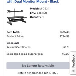 Sit Stand Desk Converter With Dual Monitor Mount