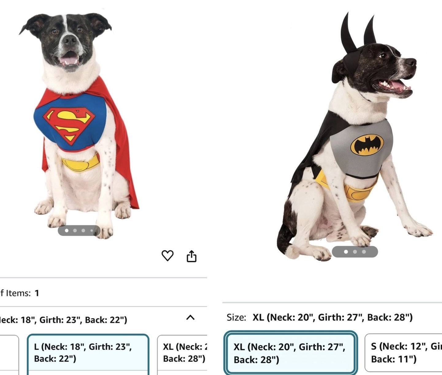 2 Superhero Pet Costumes