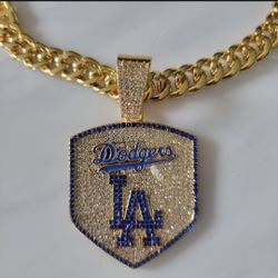 Dodgers Necklace Pendant Cuban Chain