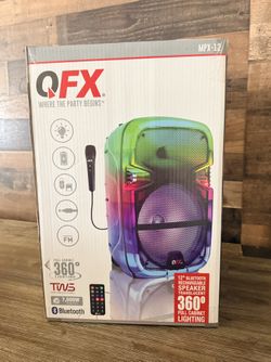 QFX 12” Bluetooth Rechargeable Speaker with Microphone and LED Translucent Lights🎶🎤