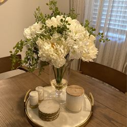 Decorative Flower Arrangement In Clear Vase 