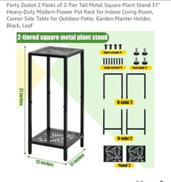 Party Zealot 2 Packs of 2-Tier Tall Metal Square Plant Stand 31"