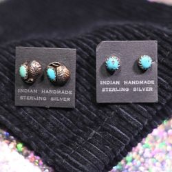 Genuine Vintage 925 Sterling Silver Hand Made Navajo Earrings 1950's Never Worn Brand New 