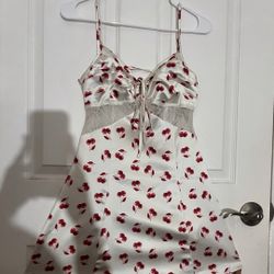 White Cherry Lingerie Dress/Night Gown