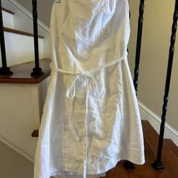 Abercrombie and Fitch Strapless Romper Dress Shorts White Mini Size S Linen Ties
