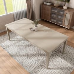 Light Oak Extendable Dining Table 72-90" Seats 6-8 Solid Wood Farmhouse Modern Kitchen Table - NEW