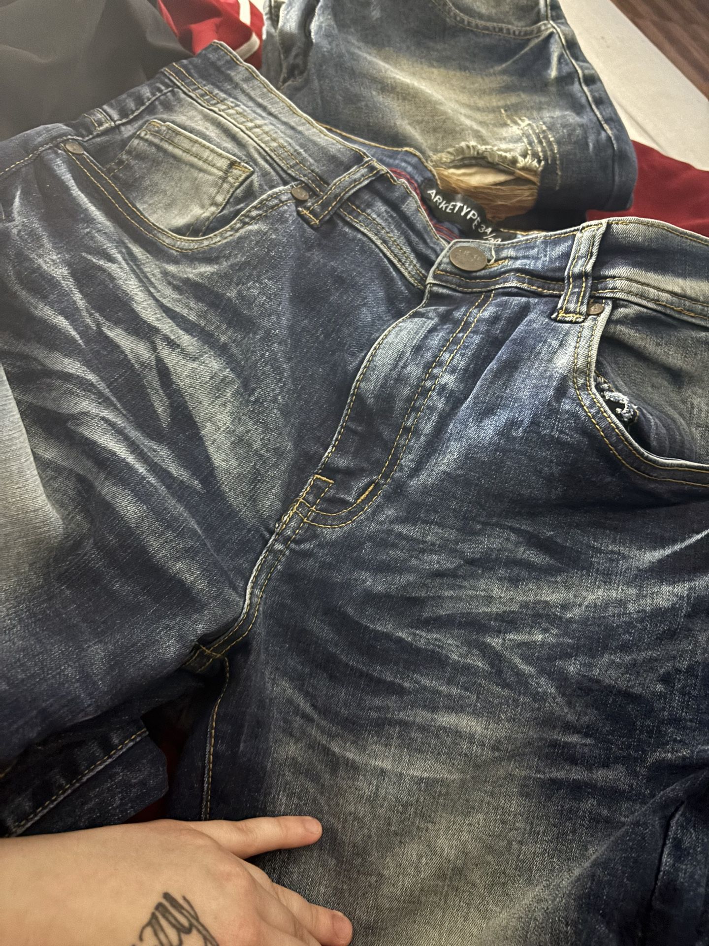 5 Pairs Of Men’s Pants Size- 34/30. 2 Large Men’s Jersey Type Shirts