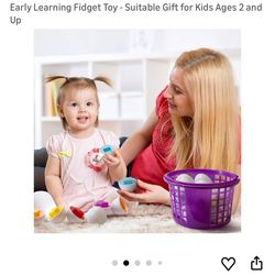 PREXTEX Set of 12 Easter Eggs - Premade Easter Baskets for Toddlers - Educational Farm Eggs Puzzle in Basket - Early Learning Fidget Toy - Suitable Gi