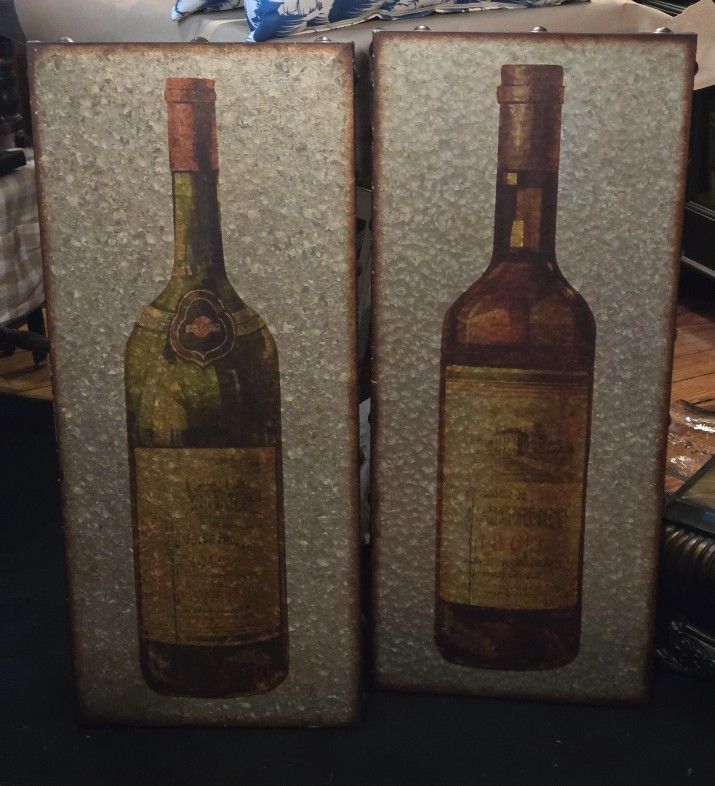 Two Wine Theme Metal Wall Art