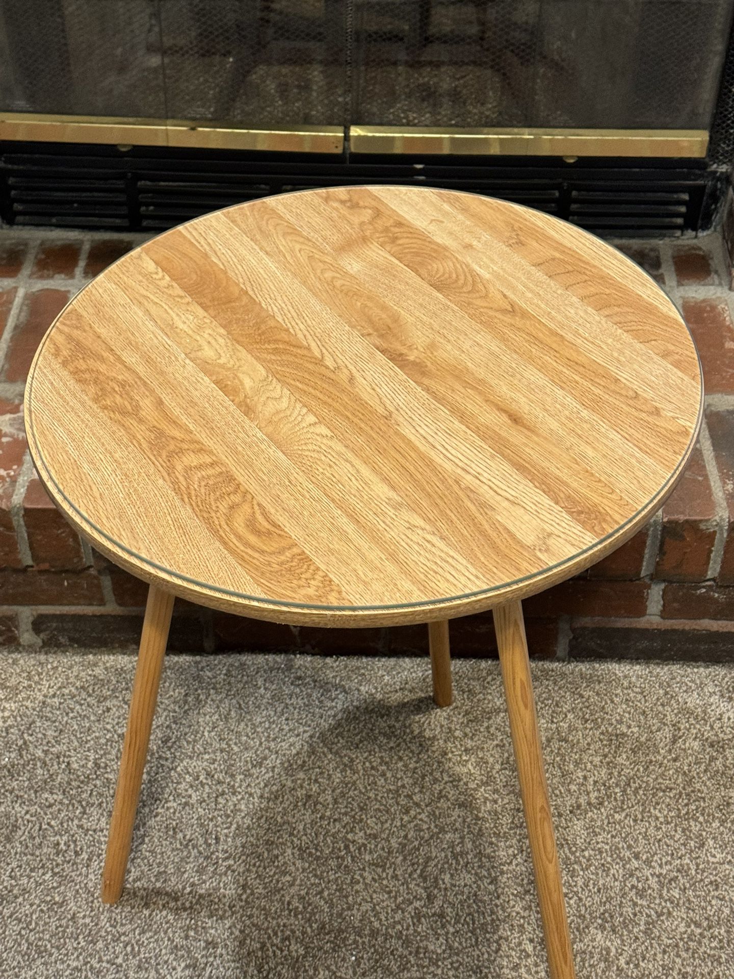 Round Side Table w/ Glass Top