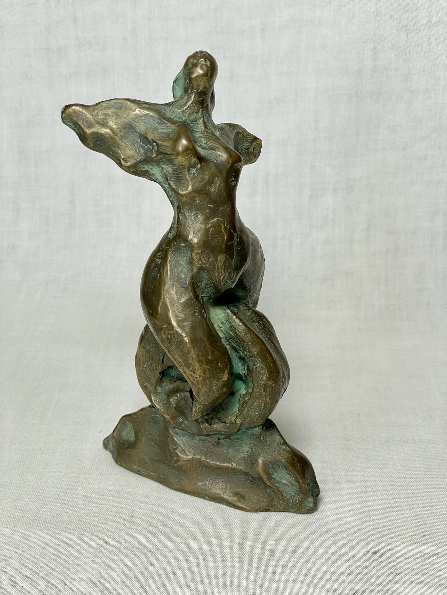 Bronze Statue “Angel Riding The Dharma Wheel”