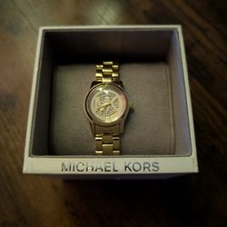 Michael Kors MK3304 Runway Gold Dial Crystal Pave Women's Watch 