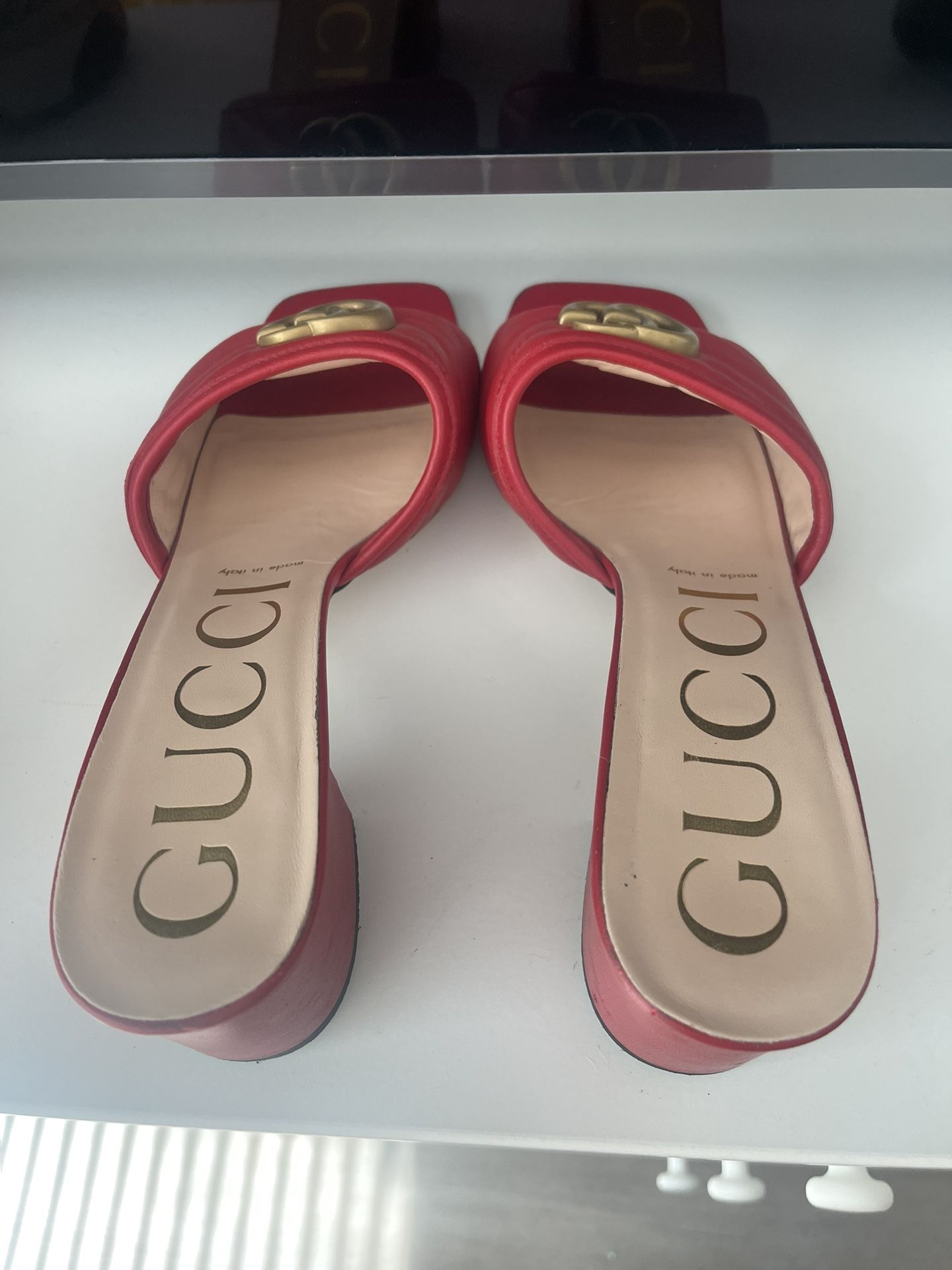 Gucci Sandals Heels Red