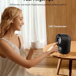 “New”100 Speeds Small Table Fan(Quiet,Digital Display,Battery Operated)Black