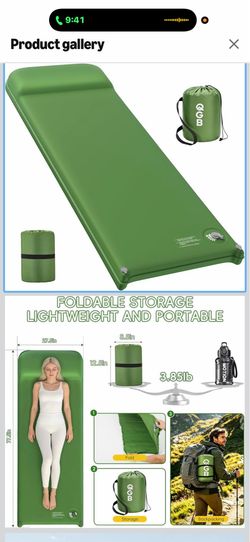 Memory Foam Camping Sleeping Pad, Foldable and Portable Self-Inflating Camping Mattress Pad, 9.5 R-Value Insulated & Quiet Sleeping Mat with Pillow, C