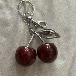 Coach Cherry Charm Keychain In Silver