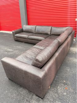 Gray Genuine Leather Sectional Sofa Couch