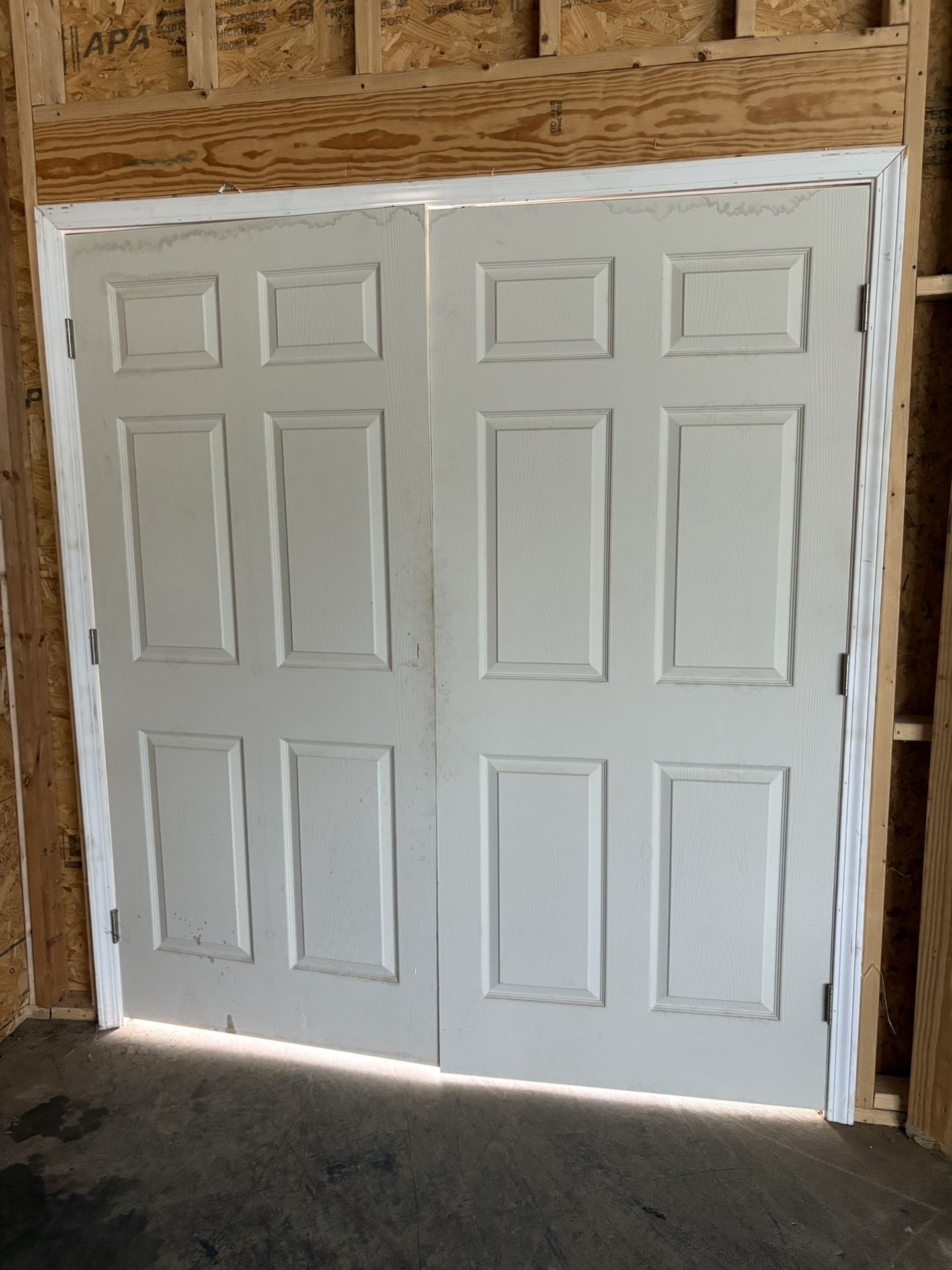 New Double Interior Door 73 1/2" X 80" hollow Core 6 Panels Texture