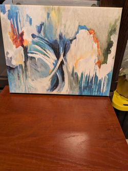 Abstract Canvas Wall Art — Blue Teal Orange & Green