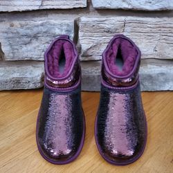 UGG Ultra Mini Classic Mirror Ball Wild Grape Sequin Women US Size 8 New