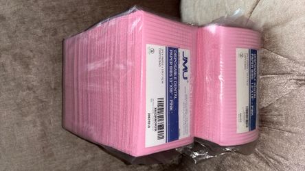 Disposable dental paper bibs 1”x18”-pink