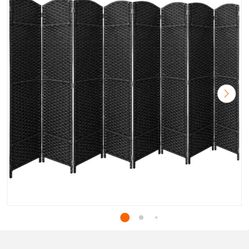 Gray White 8 Panel 6 ft. Tall Double Hinged Foldable Panel Room Divider