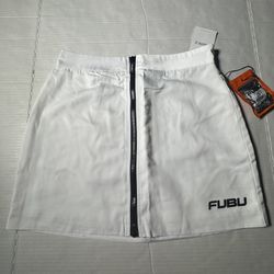 NWT  FUBU Forever 21  Mini Skirt  Full Zip  Printed  White Black  Women  Size Small