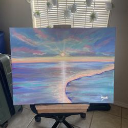 Canvas painting by hand  Of “DREAM BEACH”