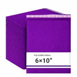 Violet Poly Bubble Mailers 6x10" — 50/100/200/300 packs, wholesale (New)