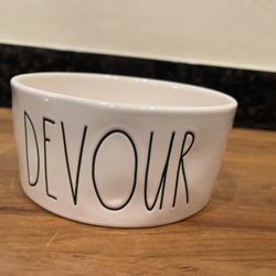 Rae Dunn DEVOUR 6" Ceramic dog bowl 