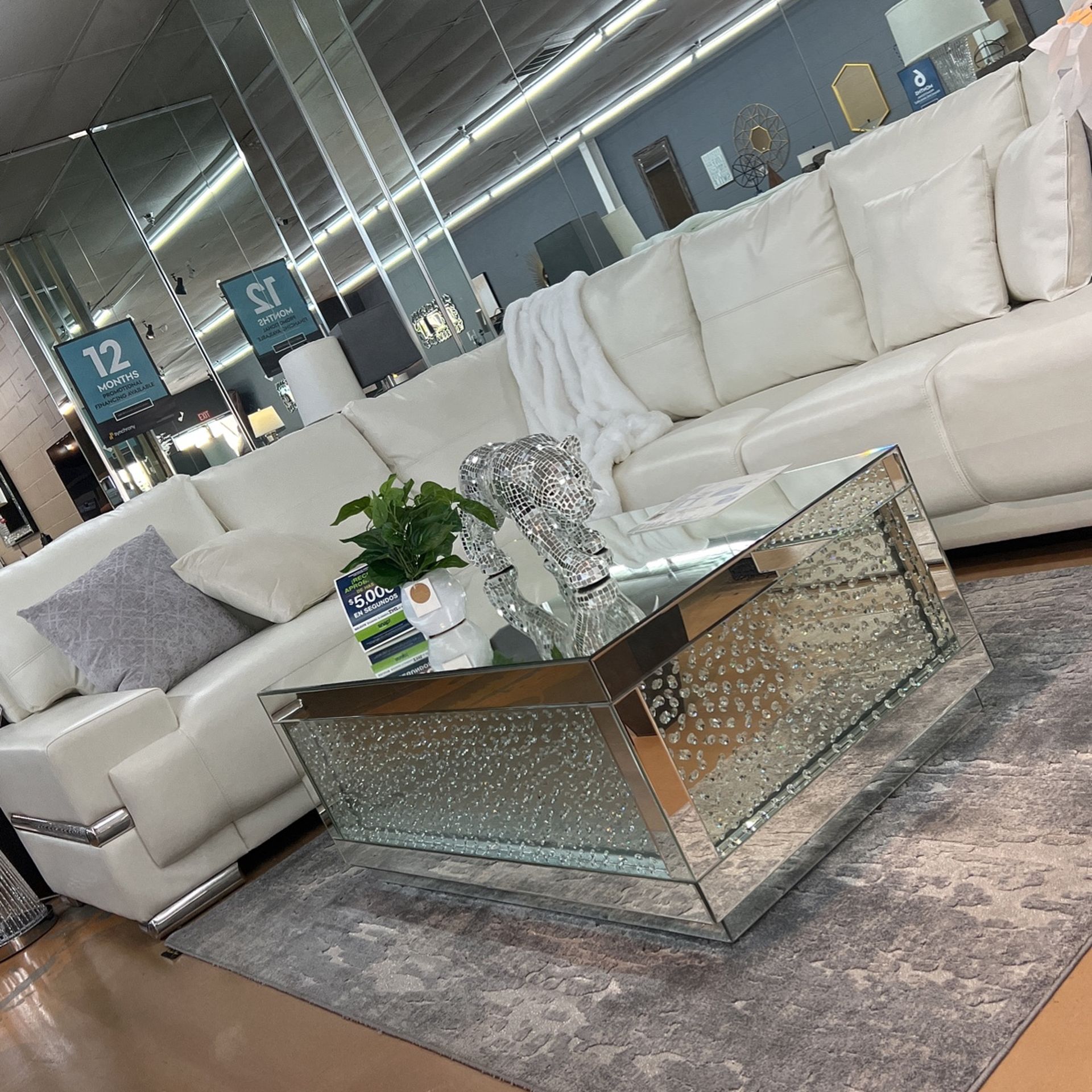 White Leatherette 4 Piece Sectional!