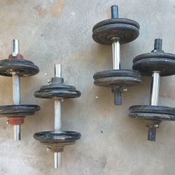 DUMBBELLS 1 Set Of 15 lb  & 1 Set Of 20 lb  Both Sets $65 (OR) Trade For Set Of Hex head 35 or 30 lb Dumbbells 