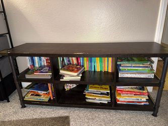 Industrial Pipe Low Bookshelf Media Console (Books Not Included)