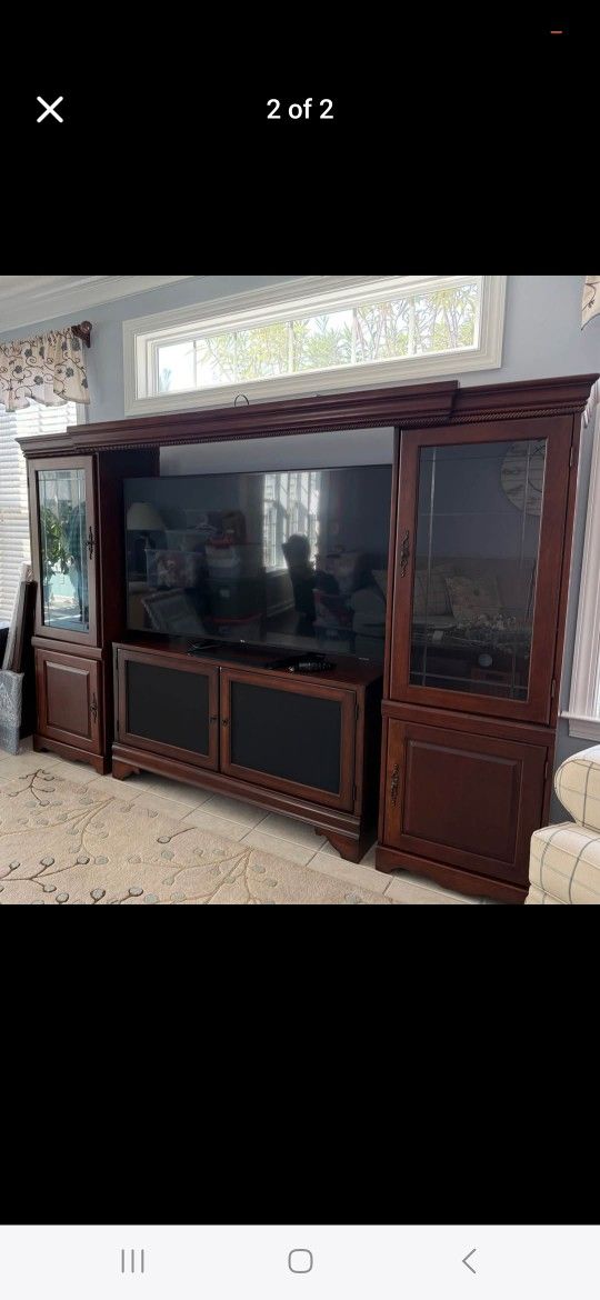 Large Cherry Oak Entertainment Center For Sale 75 Inch Will Fit