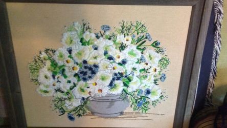 Beautiful Crossstitch Floral Arrangment.