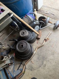 Weights 170 lbs free curl bar dumbbells