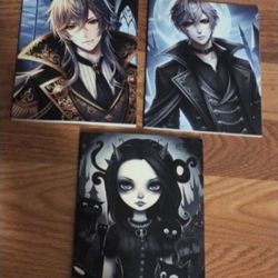Set of 3 Anime Gothic Lined 7.5" x 9.25" Notebook / Journal