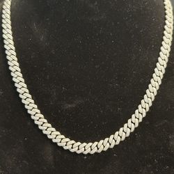 8mm 20” Silver VVs Moissanite Cuban Link Chain