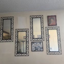 Set of 4 Black Scroll Wall Mirrors