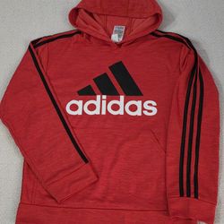 Adidas Hoodie Boys Large 14-16 Long Sleeve Pullover Sweater Casual Red